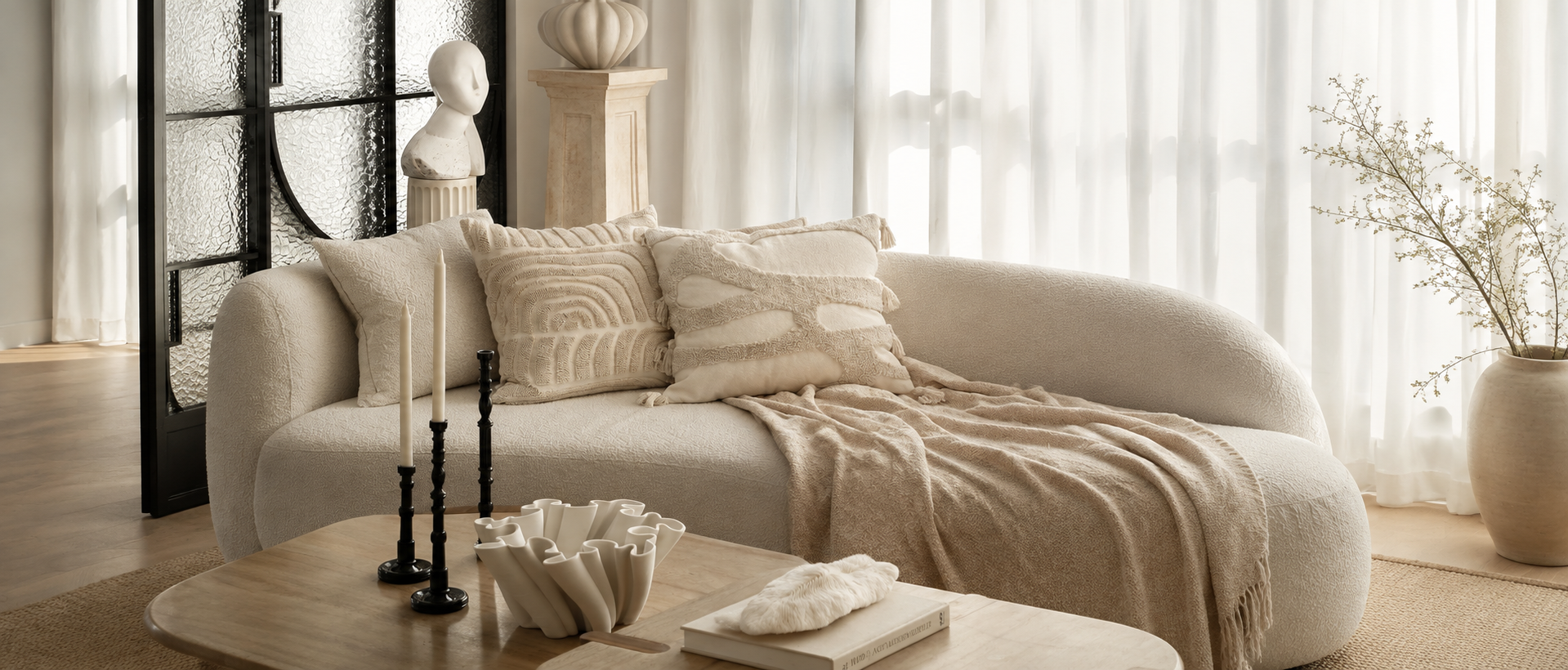 Layered soft textiles in an everyday living space