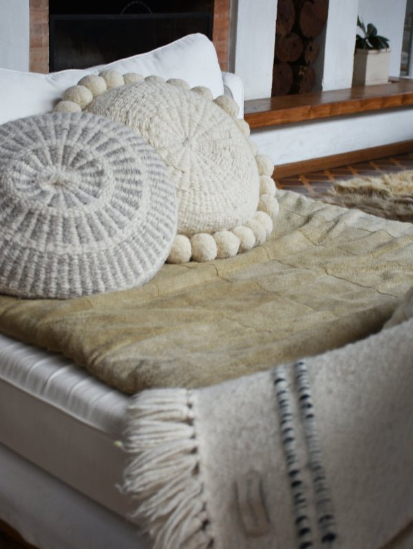 Round Pom Pom Wool Throw Pillow - Image 6