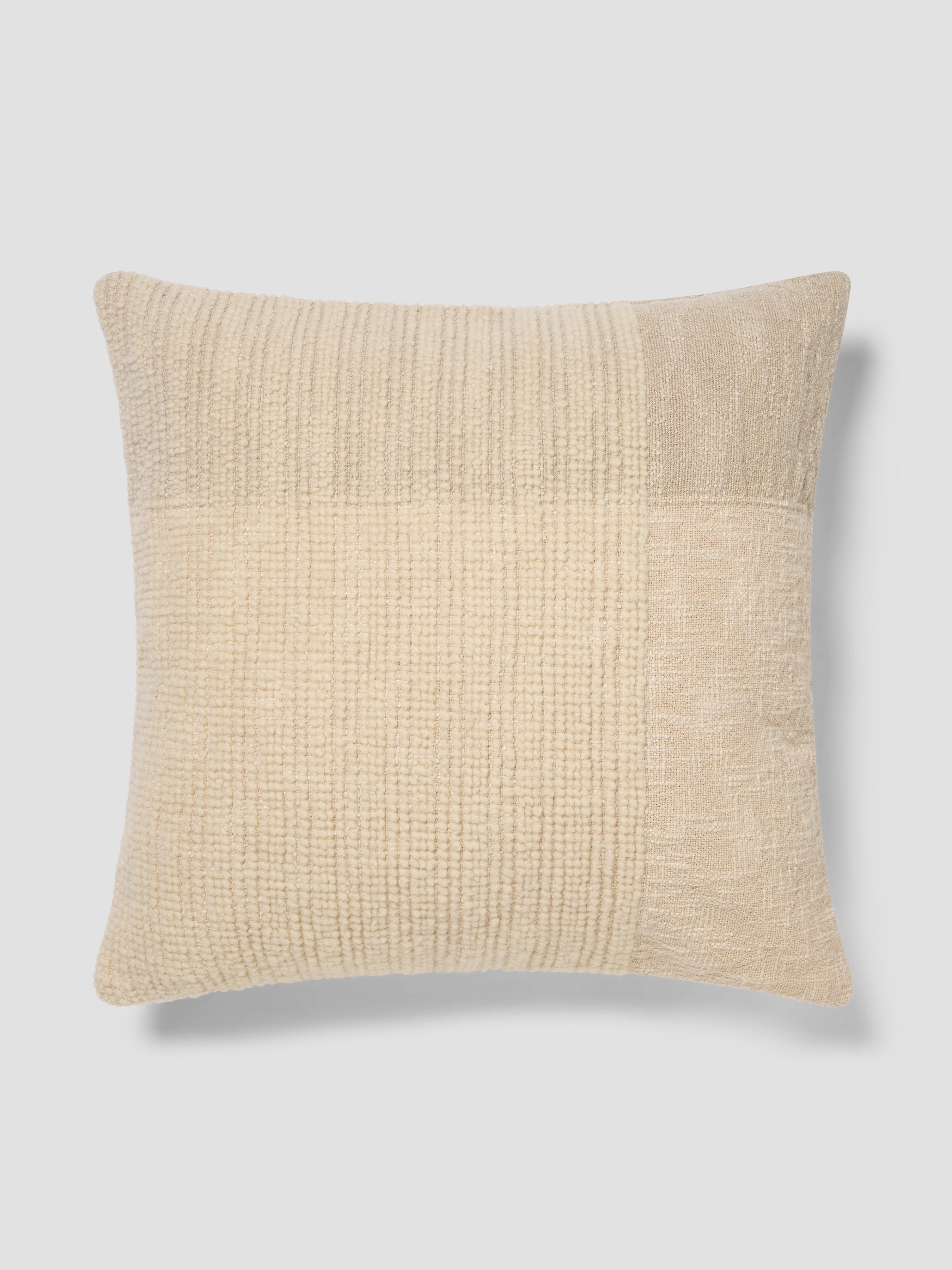 Cream & Oatmeal Cross Weave Wool Square Cushion Cover - 20 x 20 in