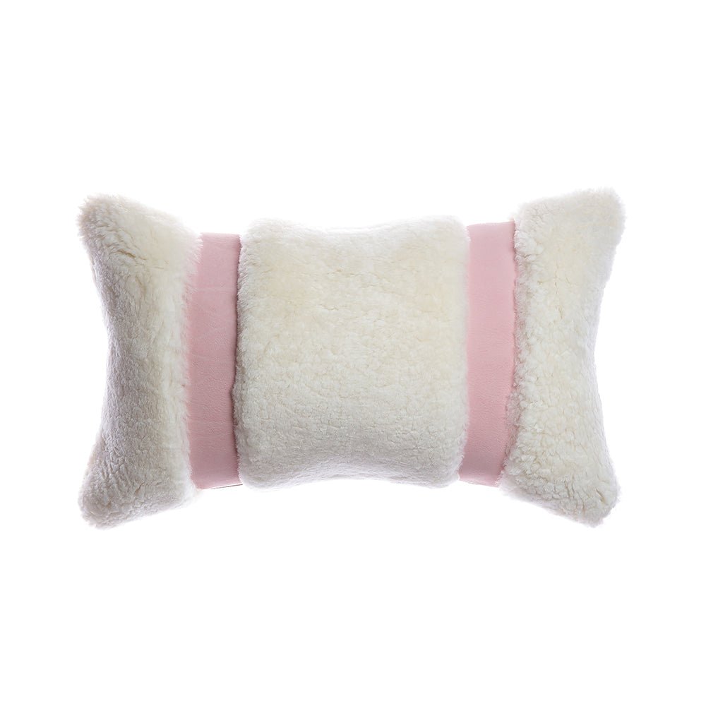 Shearling & Leather Lumbar Pillow - Image 4